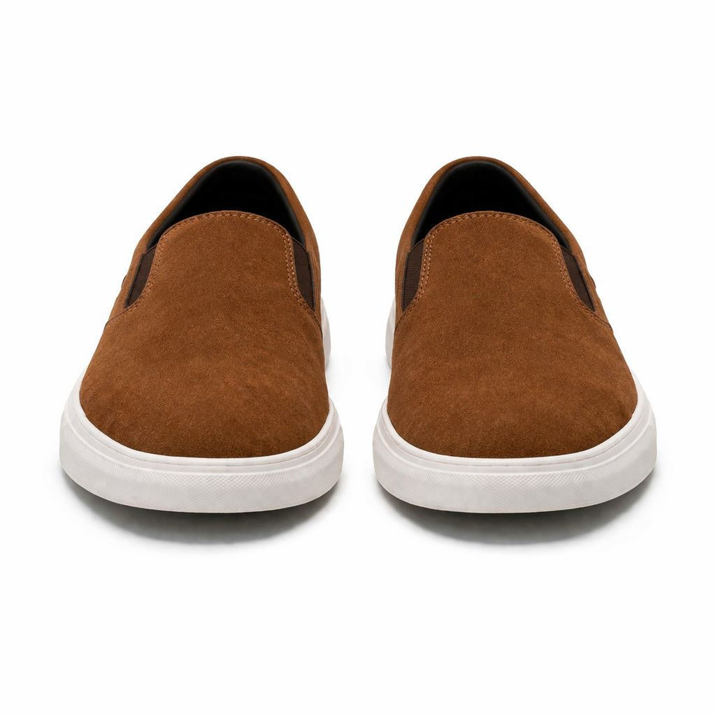 Brown Suede SlipOn Casual Shoe with White Sole